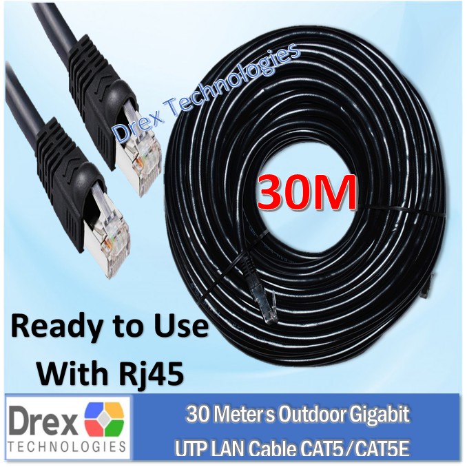 30M Cat5 Outdoor Utp Lan Cable Cat5 Cat5E With Rj45 Metal Shielded