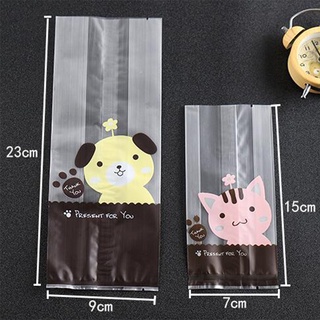 plastic bag with design 25Pcs Kawaii Cat Dog Plastic Cookie Biscuit Packaging Bags Cake Chocolate #4