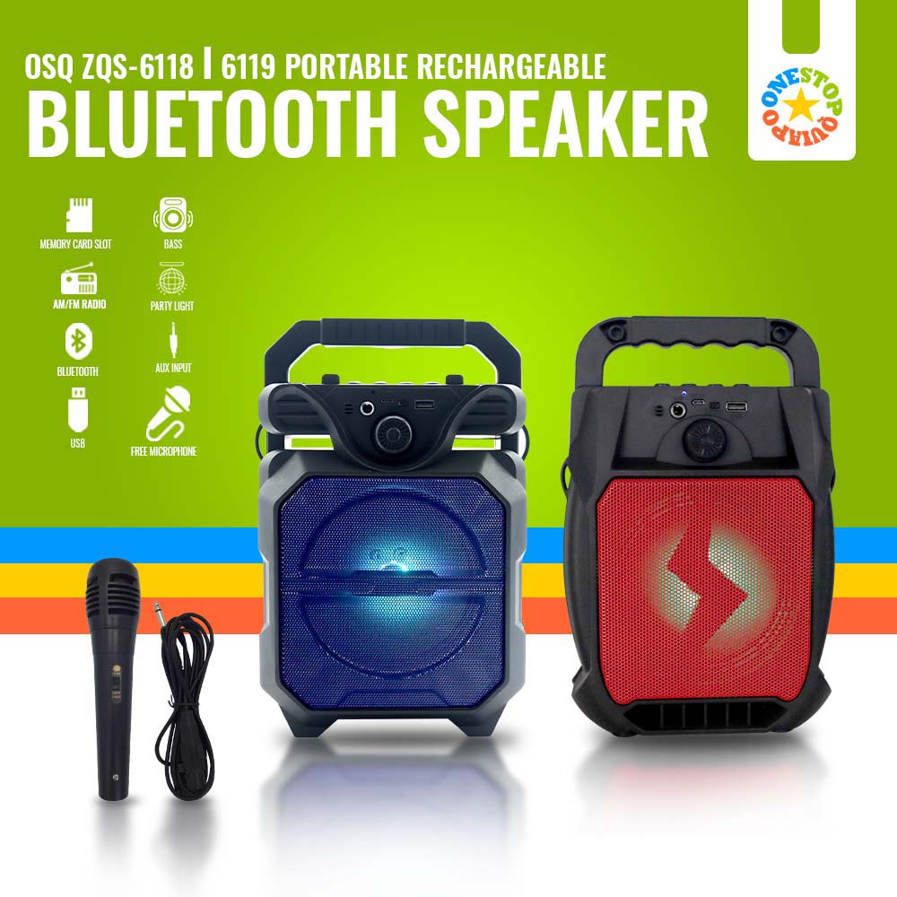 OSQ ZQS 6118/6119 Outdoor 6.5 Inches Portable Bluetooth Speaker LED