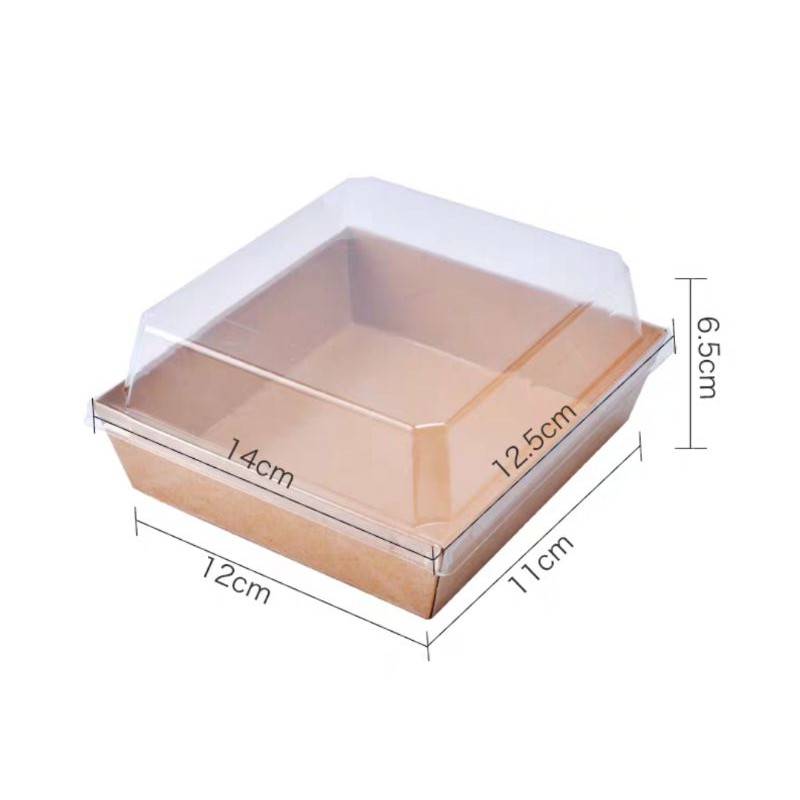 Kraft Paper Big Square Box Plastic Cover Packaging Disposable Cake ...