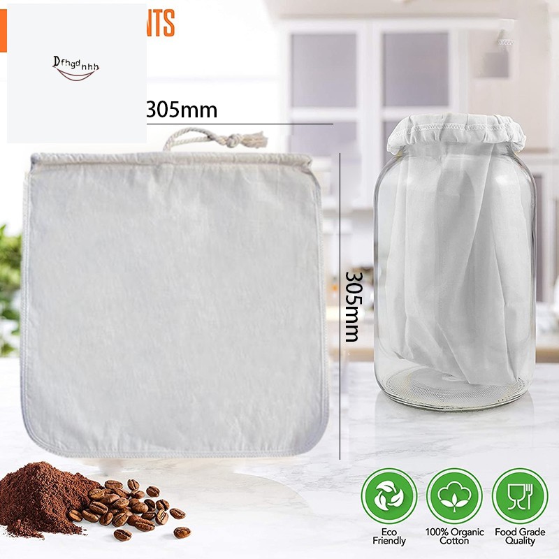 2 Pack Organic Reusable Cold Coffee Brew Filters Bag,12 Inch Wine