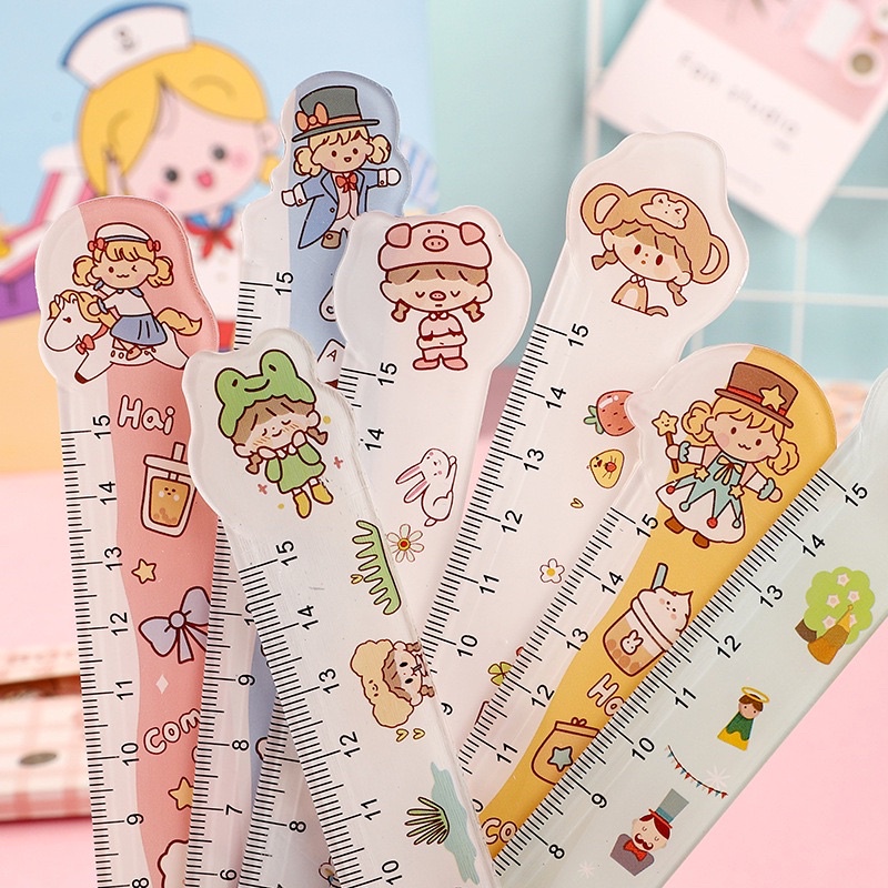 1pc 15cm Cartoon ruler students ins cute ruler school office supplies ...