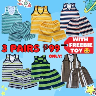 3pairs Sando Short for KIDS CLOTHES TERNO PAMBAHAY pambata 6months old to 7 y old BARGAIN STRIPES