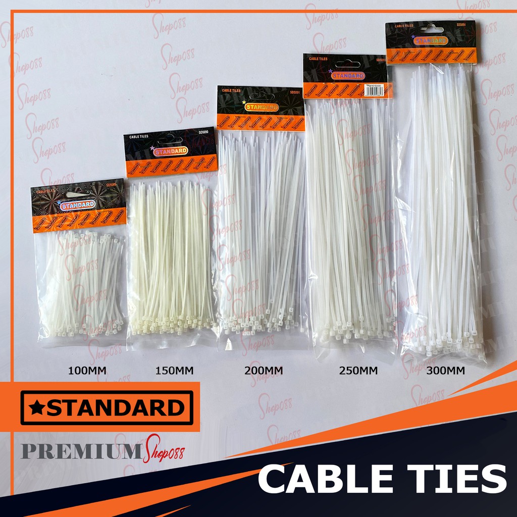 Standard Cable Tie Multi Purpose Nylon Ties White 100pcs 4 6 8 10