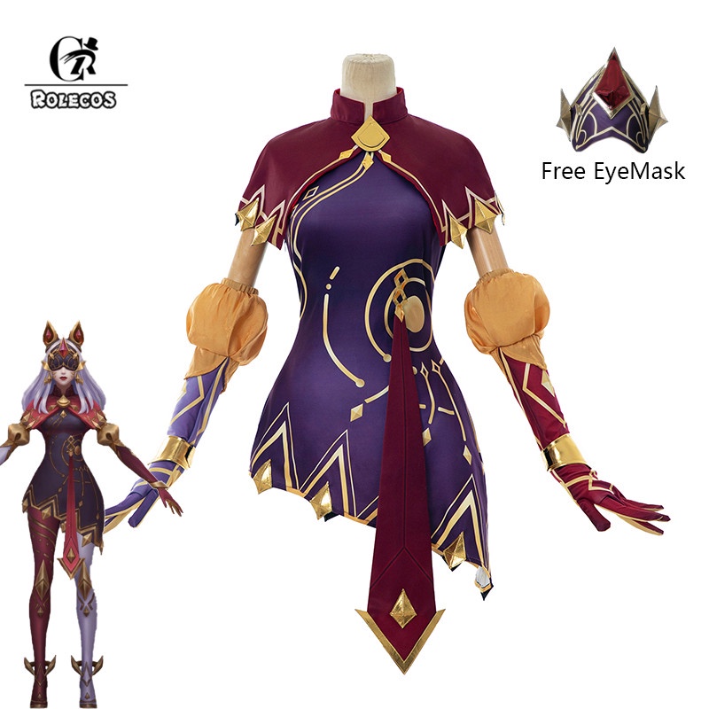 Rolecos Game Lol Ahri Cosplay Costume Lol Arcana Ahri Coaplay Sexy Women Dress Costume Halloween 