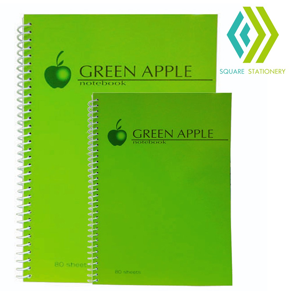 Green Apple Notebook Spiral 80Sheets Small And Big COD By Square