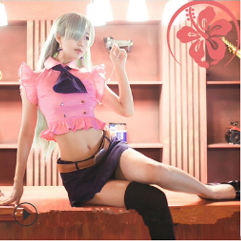 The Seven Deadly Sins Cosplay  Costume Wig Set Elizabeth Liones Coat Short Top Halloween Party Show Uniform Outerwear #6