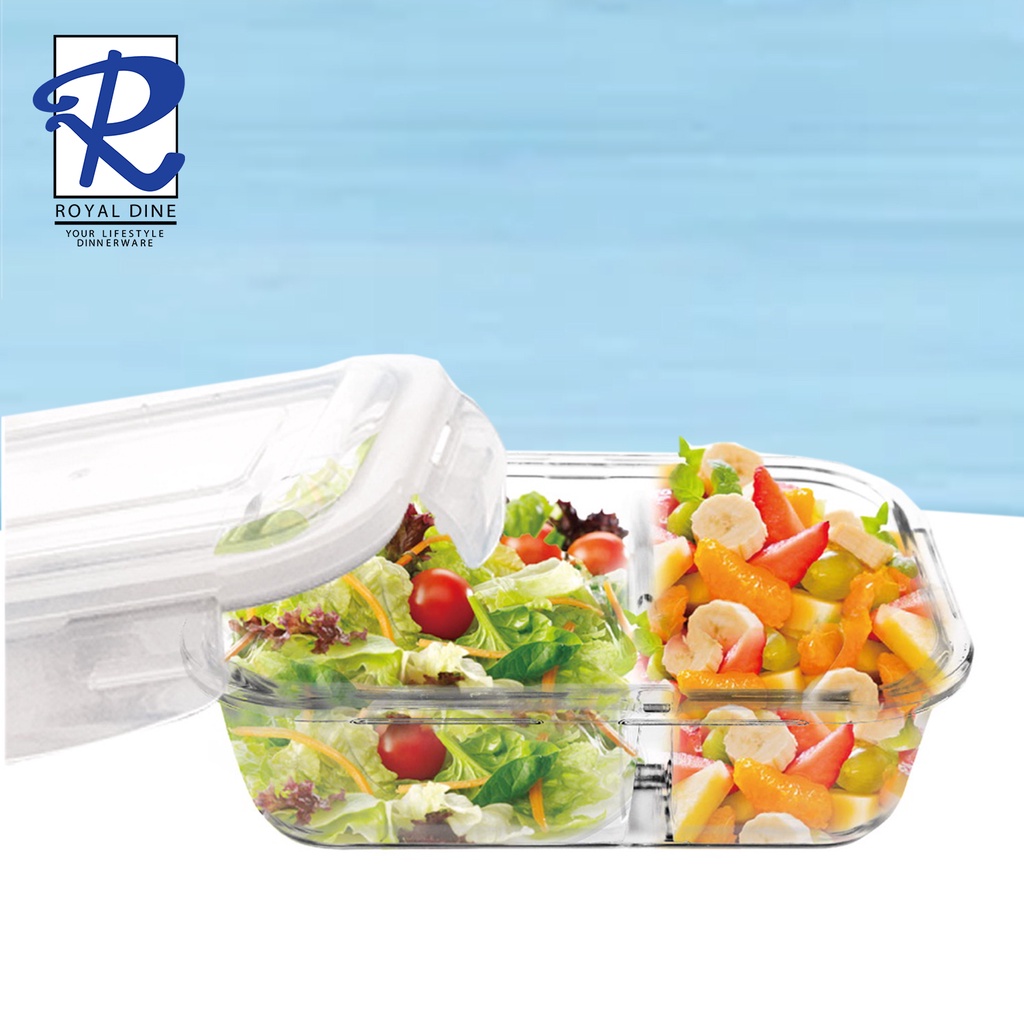Royal Dine 2 Compartment Glass Food Storage with Divider 620ML Shopee
