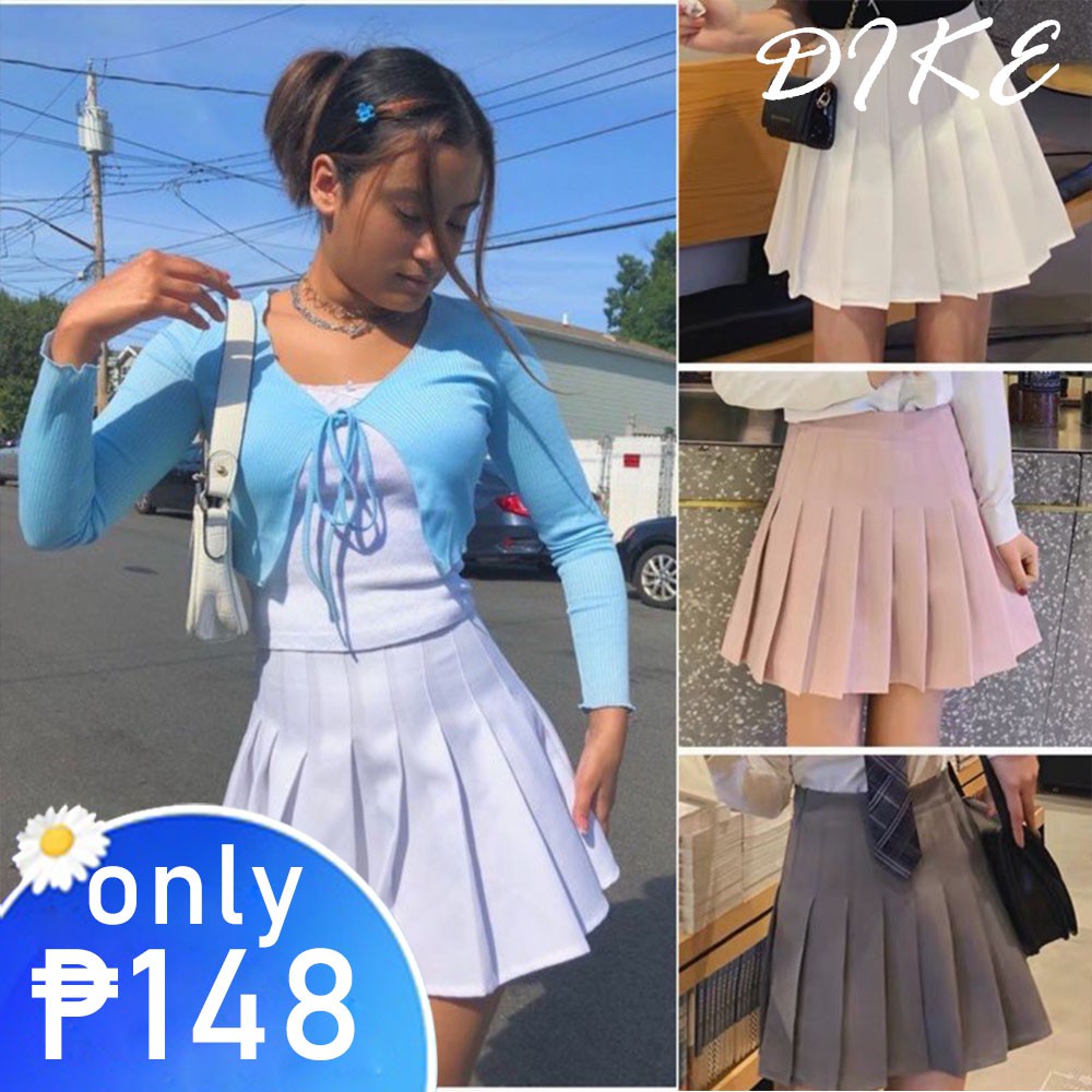DIKE Super Sexy High Waisted Pleated Skirt Tennis Skirt Uniform Skirt