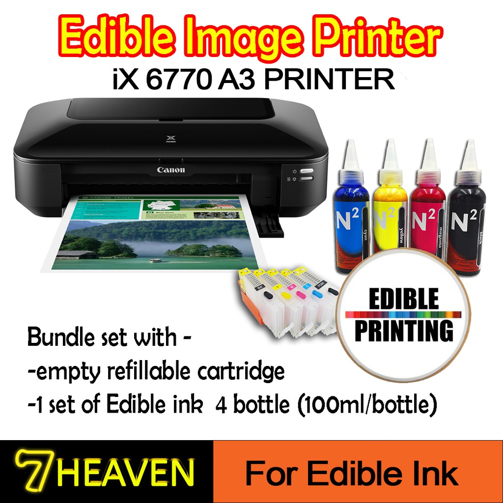 Canon PIXMA iX6770 A3+ Printer with empty refillable cartridge + edible