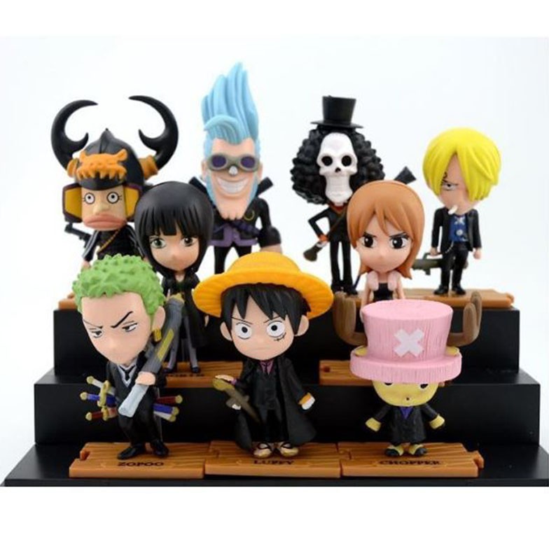 One Piece Set Of 9 Pieces Chibi Action Figure In Black Suit Shopee Philippines