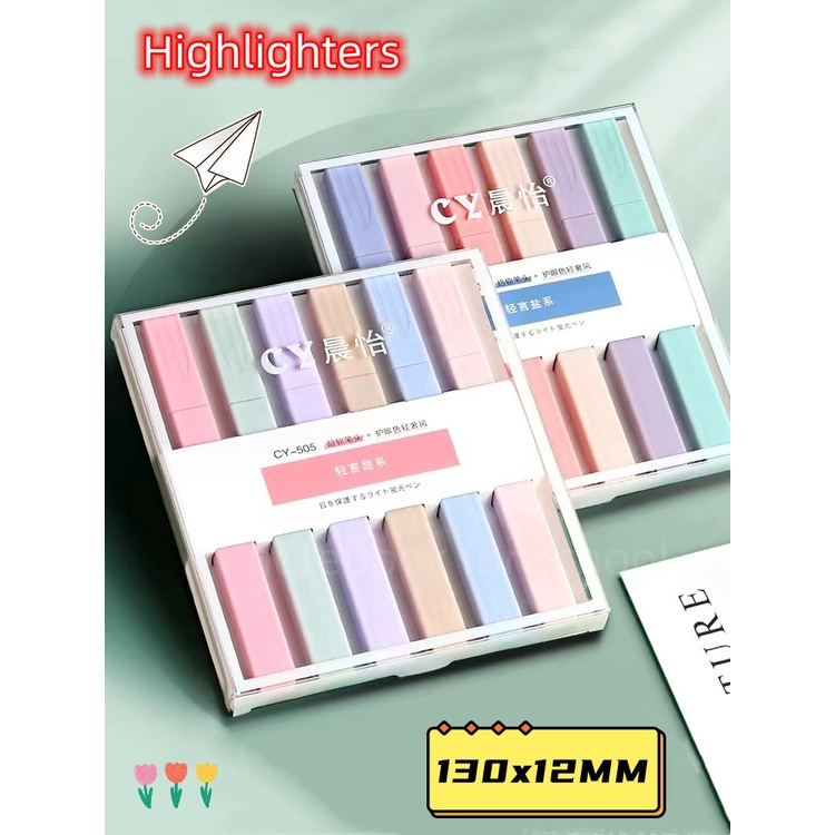 6pcs Morandi color highlighter eye care marker soft head student ...