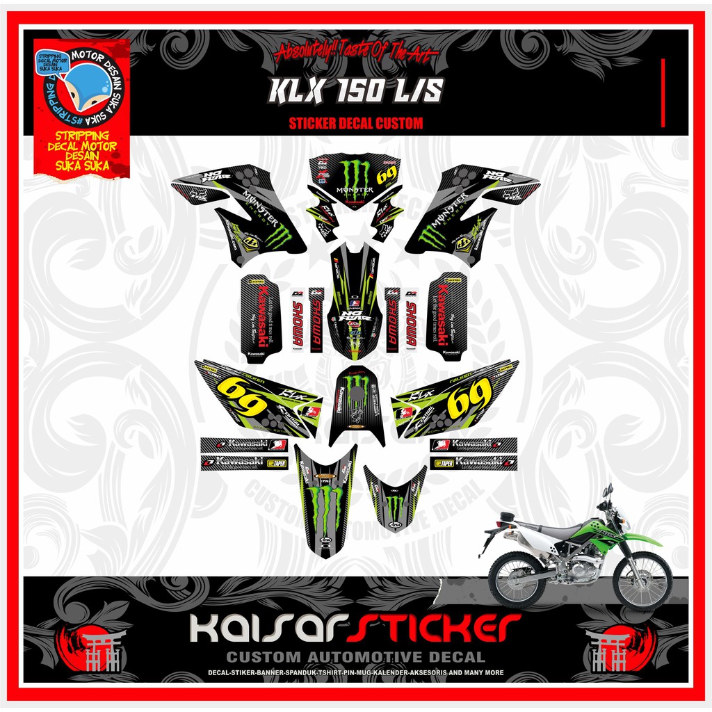 Cuting Sticker Decal Motorcycle Klx 150 L S Full Body Design 12 Shopee Philippines