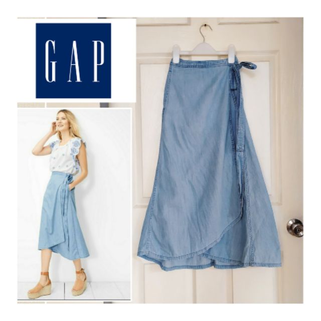 gap denim wrap skirt