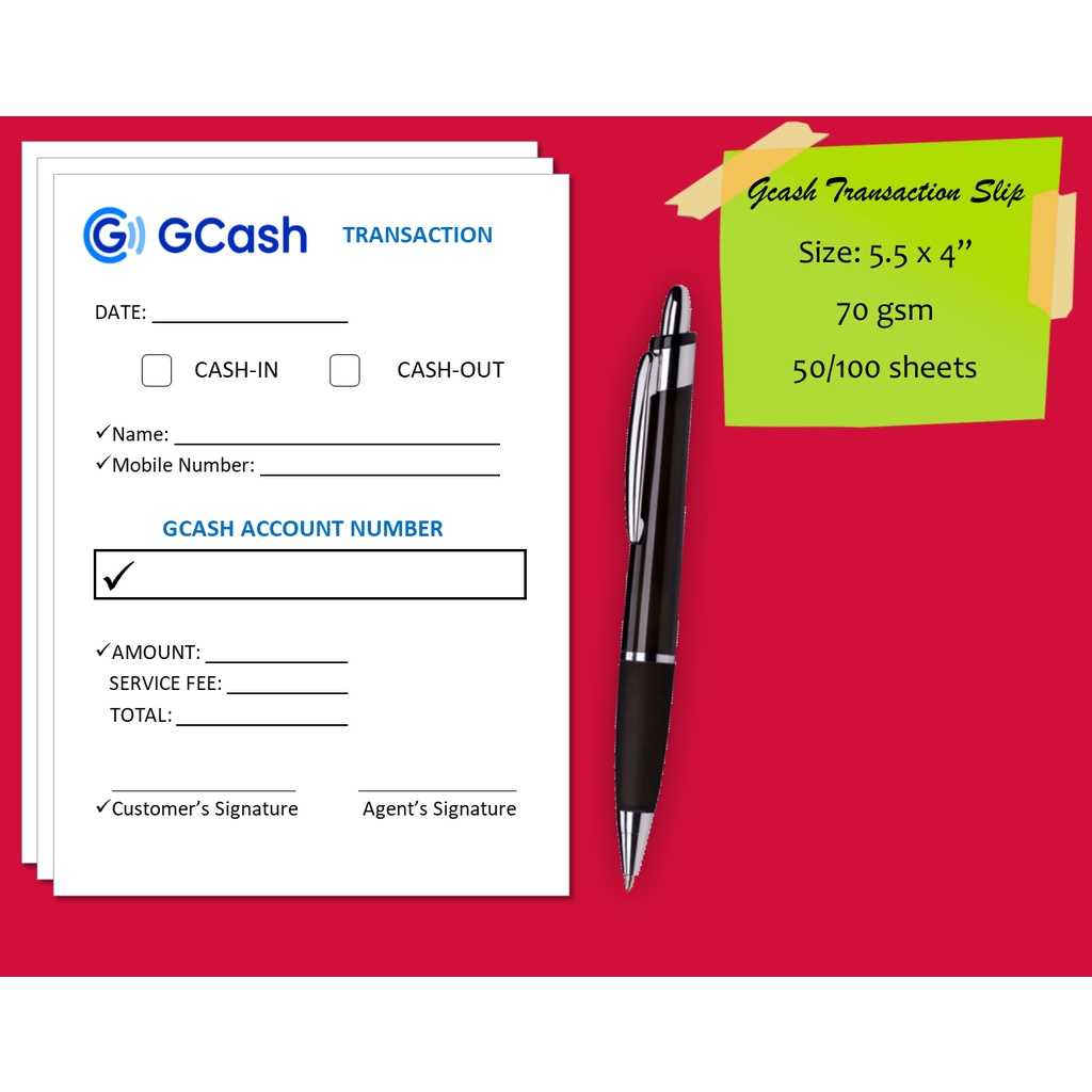 5 5x4 GCash Transaction Slips Bills Payment Transaction Slip 50 