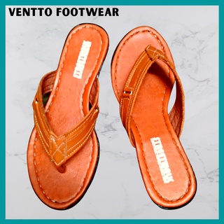 Ventto Footwear Marikina Made Toe-Clip Wedge Leather Sandals & Indoor Outdoor Slippers for Women