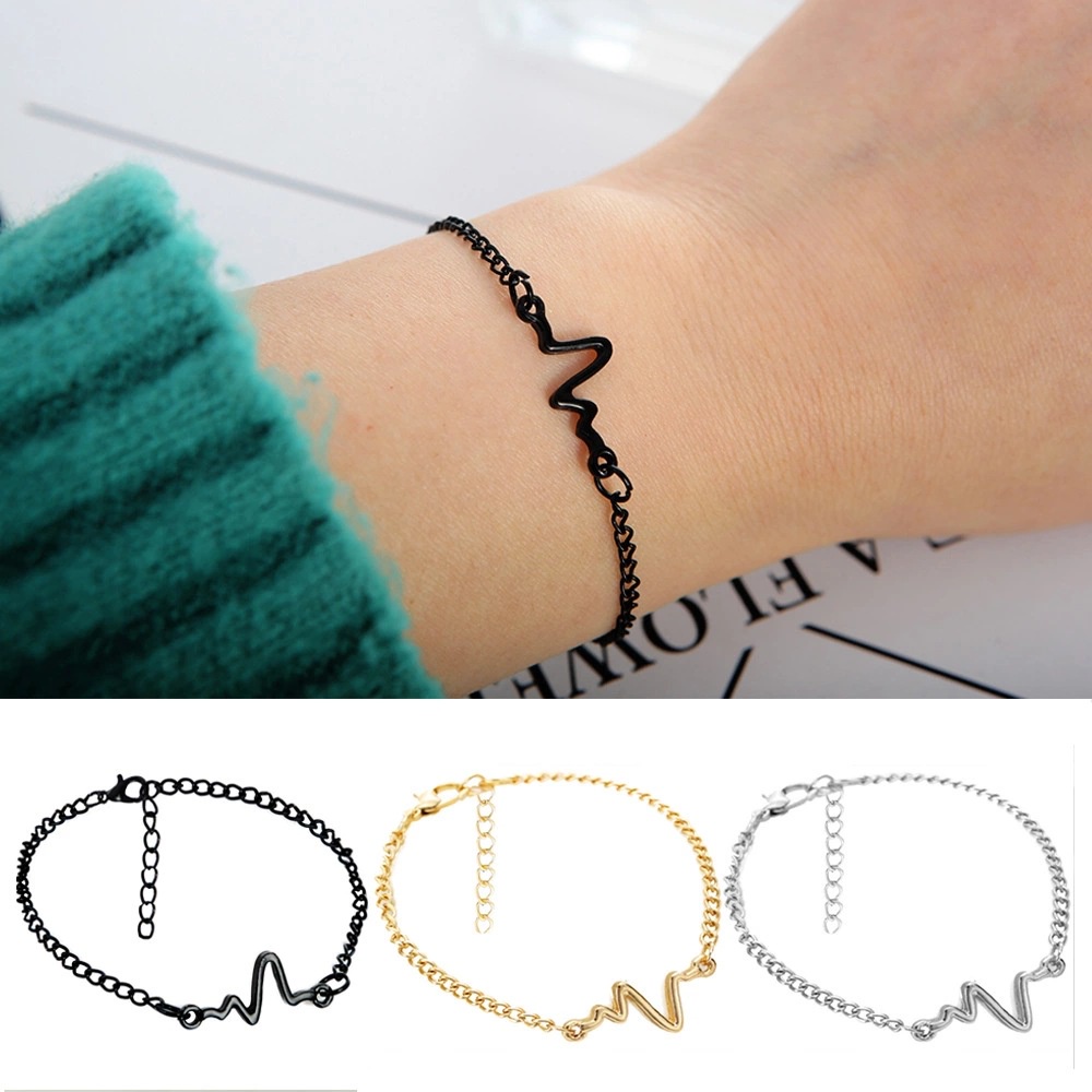 Simple Electrocardiogram Lightning Bracelet Personality Couples Heart