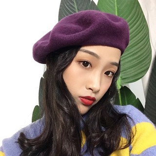 COD Beret hat Girl Classic Solid Color Winter French Style
