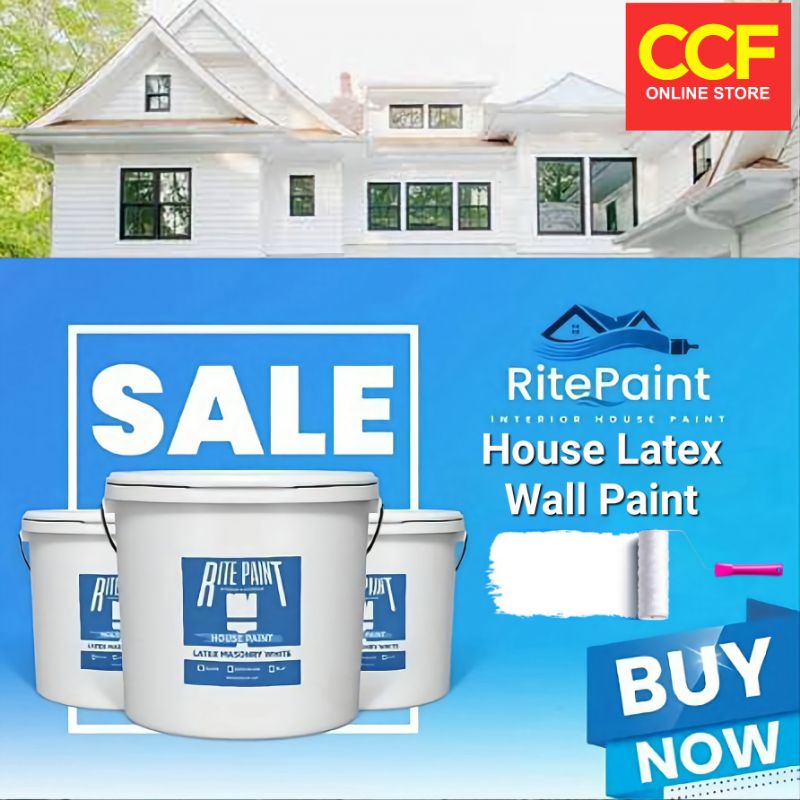 Rite Paint Gloss / Semi Gloss Latex House Paint White 16 Liters (1 pail