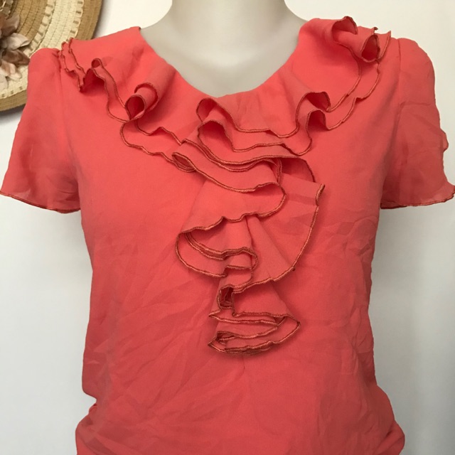 peach ruffle blouse