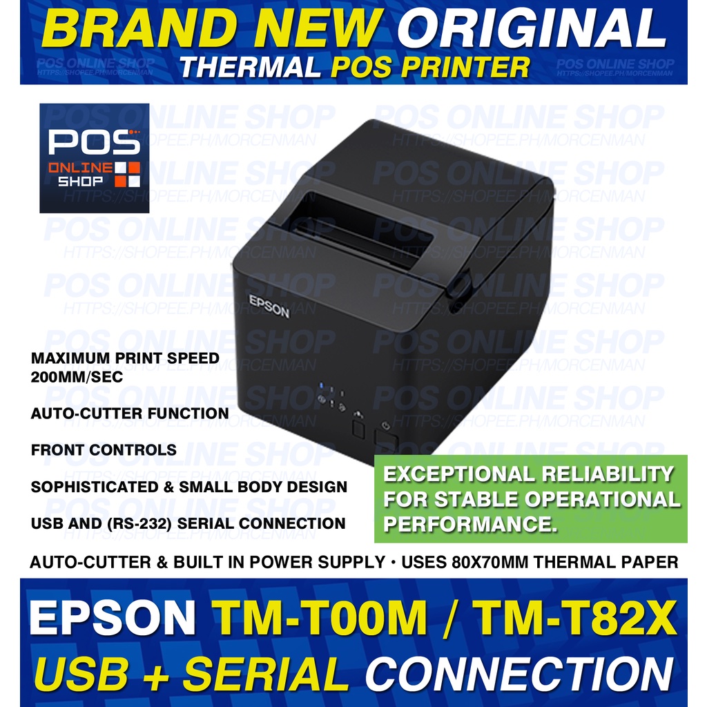EPSON TMT100M TMT82X TM T82 THERMAL POS Printer USB + (RS232) Serial