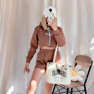 wtfx hoodie croptop jacket terno short for women (ootd casual trends) terry brass fabric vynil print