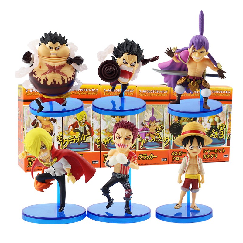 6pcs Lot One Piece Action Figure Luffy Sanji Katakuri Cracker Charlotte Whole Cake Island Anime Model Toys Shopee Philippines