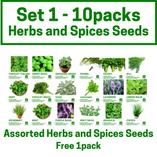 Assorted Herbs and Fruits Seeds Set 1-4 ( 10-40packs )