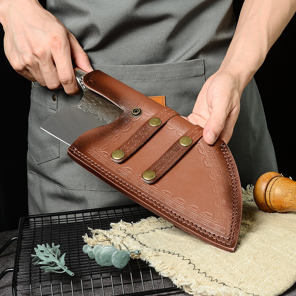 Sowoll Kitchen Knife Sheath Leather Scabbard Edge Protective Case