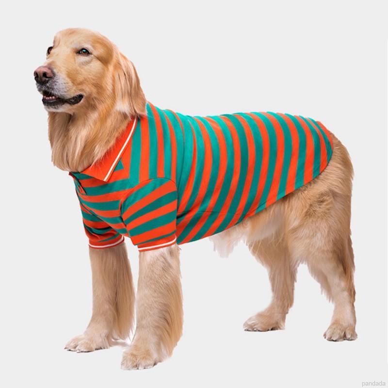 【In Stock】Pet Clothes Thin Section Akita Labrador Golden Retriever Fat Dog Wide Strip T-Shirt #2