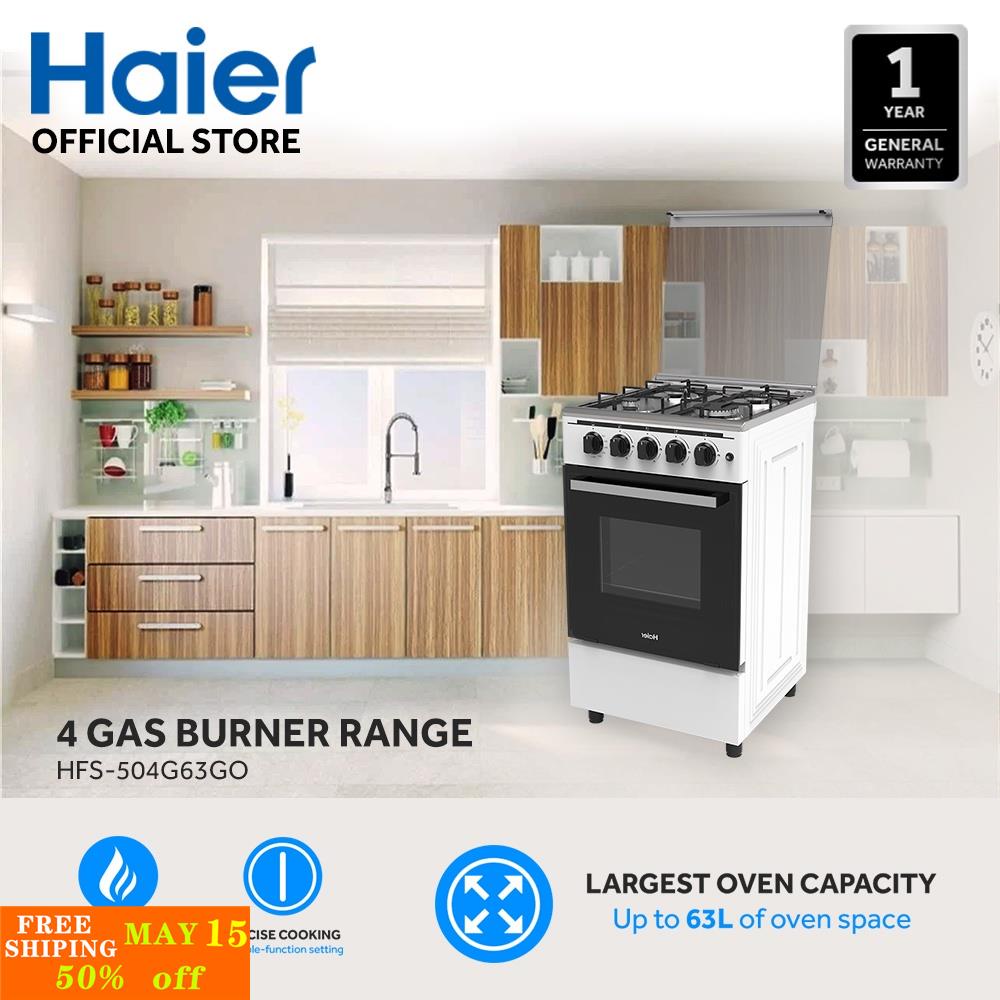 Haier HFS504G63GO 50cm 4 Gas Burners with 60L Single Burner Gas Oven
