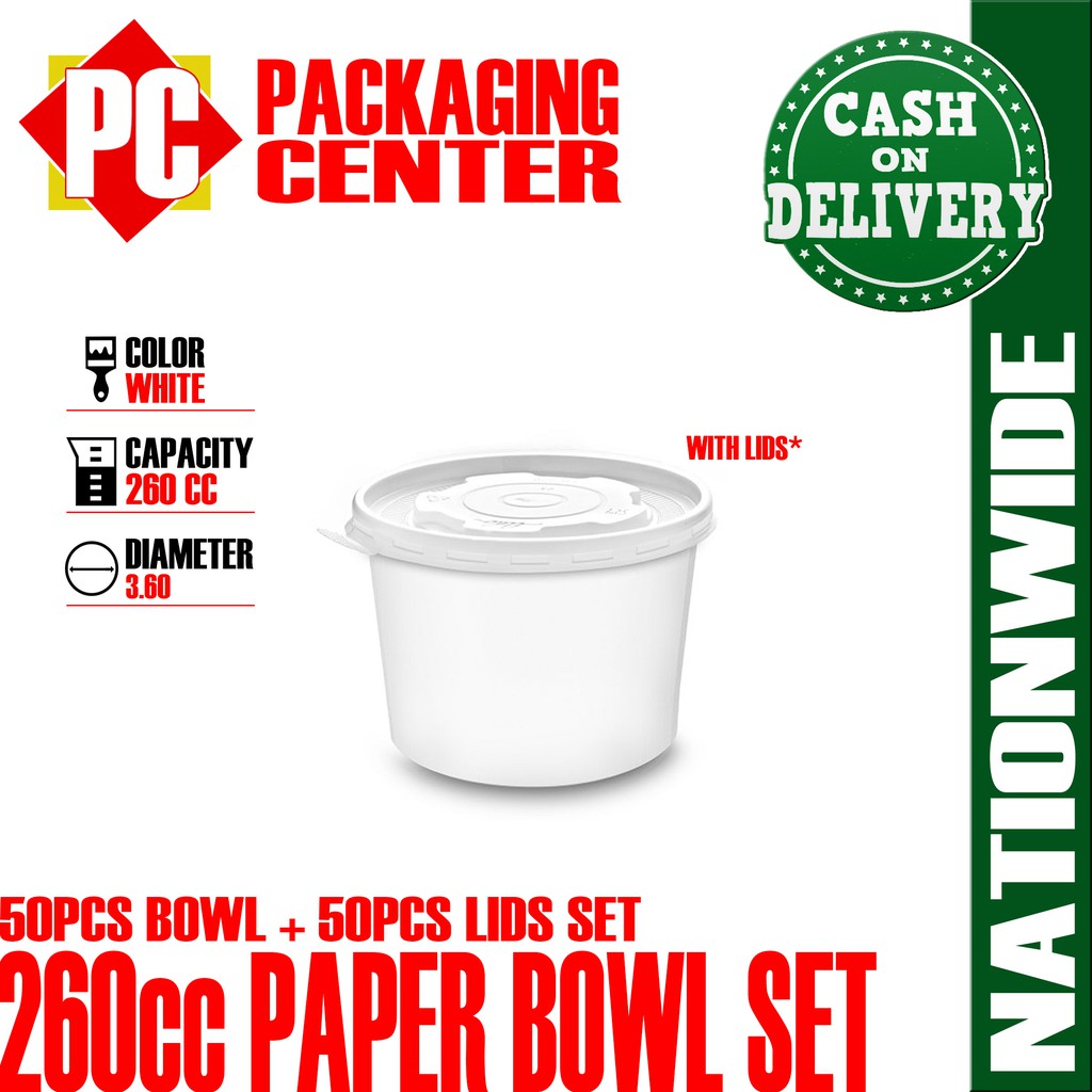 260cc Paper Bowl With Lids Set by 50pcs per box COD Nationwide