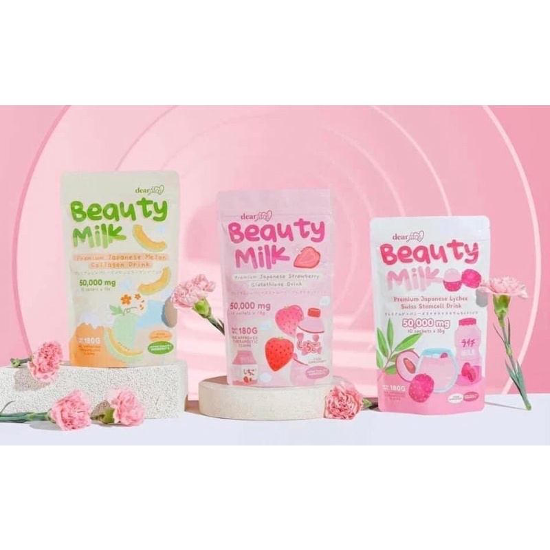BEAUTY MILK DEAR FACE COLLAGEN MILK DRINK MELON STRAWBERRY LYCHEE