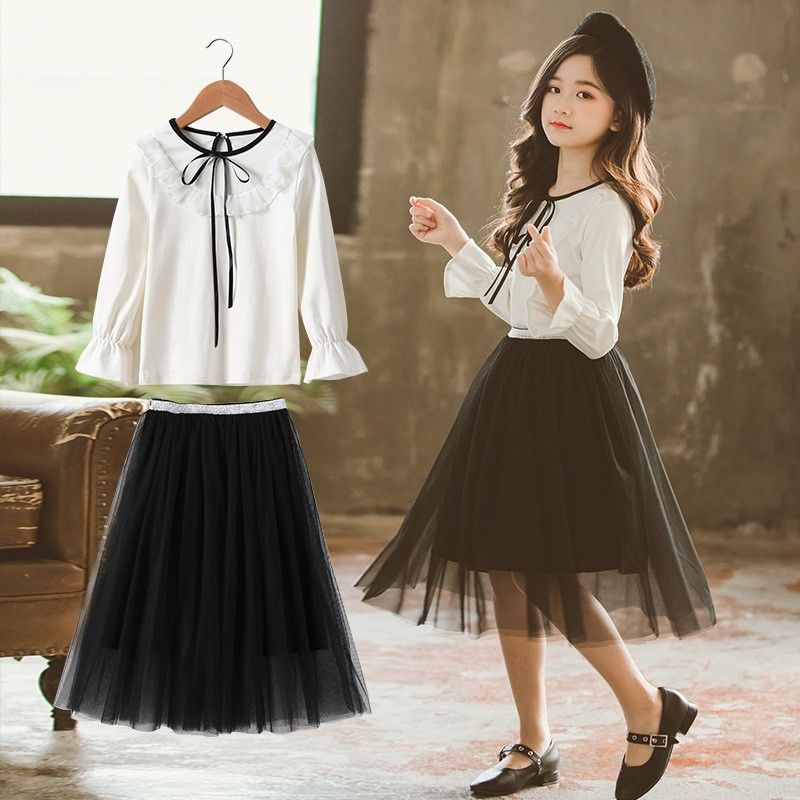 white shirt with long skirt