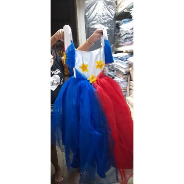 Philippines Flag Gown Organza For Kids Costumes For 3 To 10 Yrs Old 