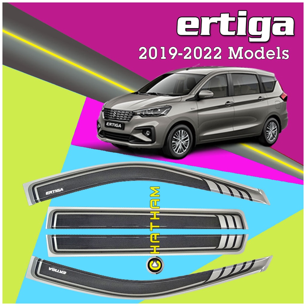 Visor for Suzuki Ertiga 2019 2020 2021 2022 ( Black Net Rain Guard Window Visor