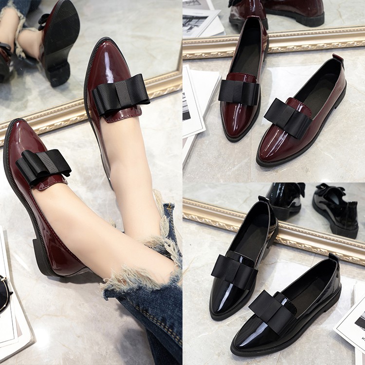 Women Fashion Pointed Black Shoes Korea Girls Casual School Shoes Shopee Philippines