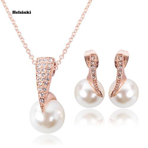 pearl pendant necklace and earring set