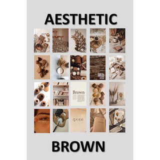 Aesthetic Collage Photo Wall Brown Theme 20 Pcs 4R