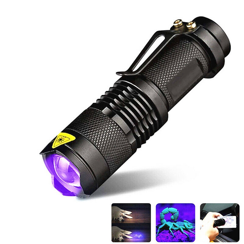 395nm UV Purple Light Mini Black Flashlight Jade Fluorescence Detection ...