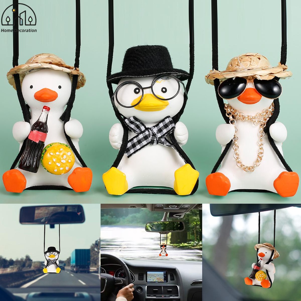 Cute Swinging Duck Car Hanging Ornament Funny Swinging Duck Car Rear View Mirror