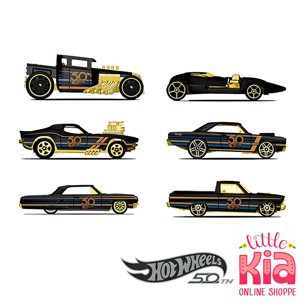 hot wheels 50th anniversary set black and gold