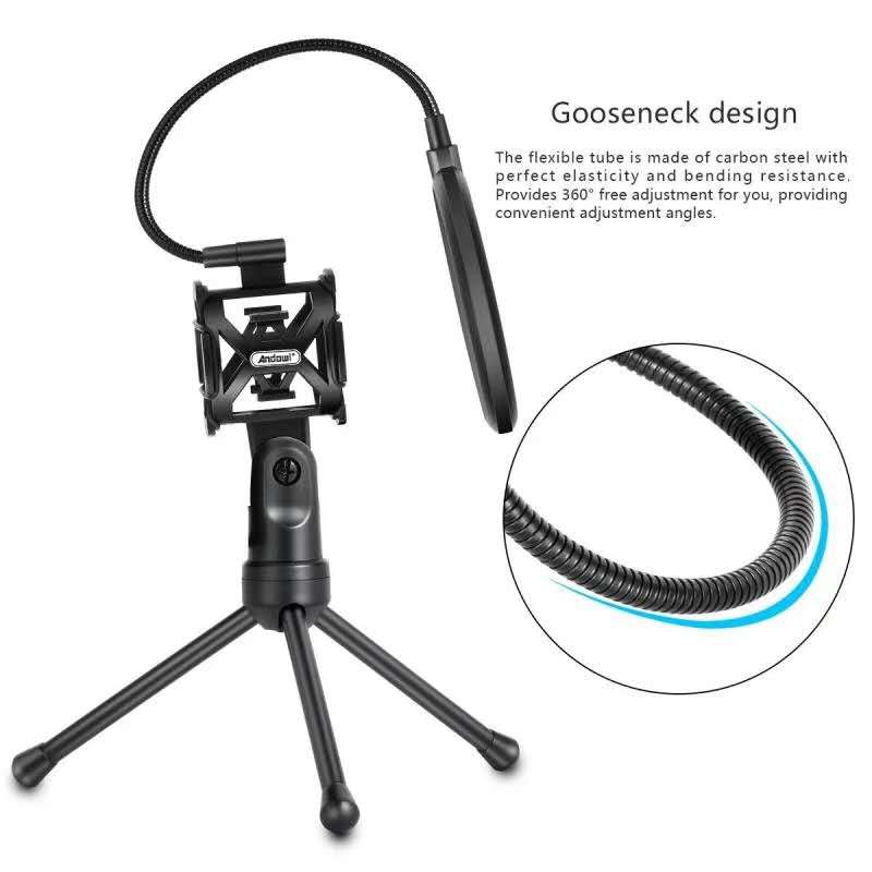 Universal Solid Brass Microphone Stand Desk Mic Stand with filter