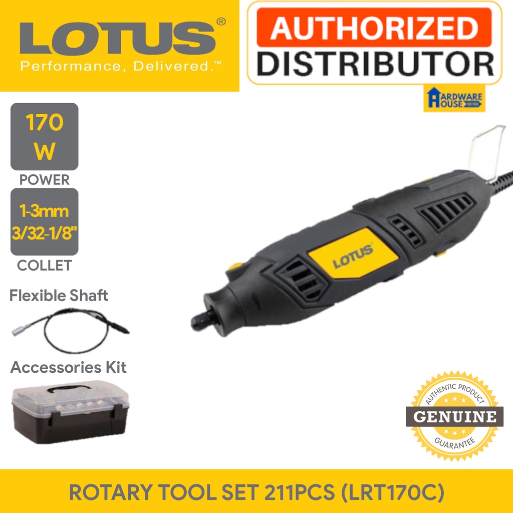 ORIGINAL Lotus Rotary Tool Mini Die Grinder Set 211PC With Flex Shaft