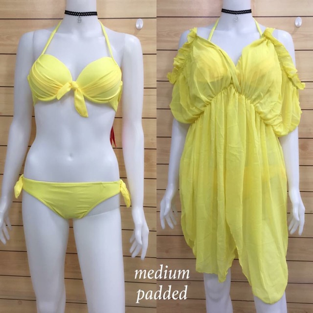 yellow two piece set swimsuit