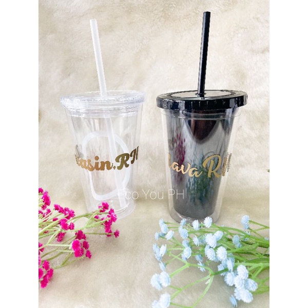 Acrylic Tumbler with Straw Customized with name decals Shopee Philippines