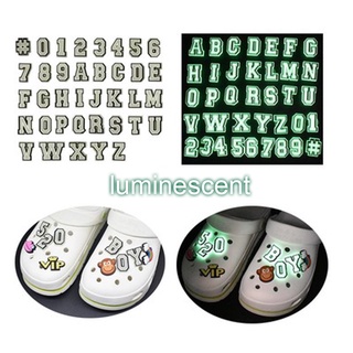 For Crocs Jibbitz Pins 26 Letter A-Z Number 0-9 Noctilucent DIY Shoes Charm Button