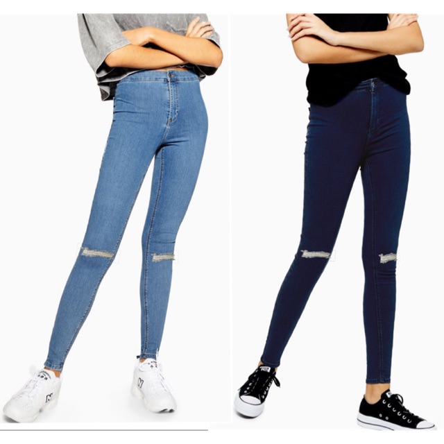 knee cut jeans