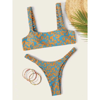 Sexy Fashion Multicolor Leopard Print Split Bikini Swimsuit