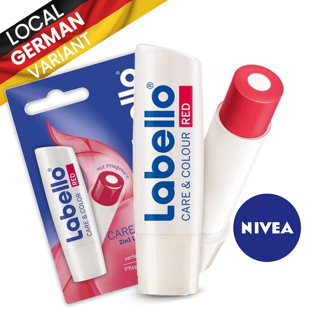 Labello Nivea Lip Care & Color Lip Balm (red) I Original German Variant